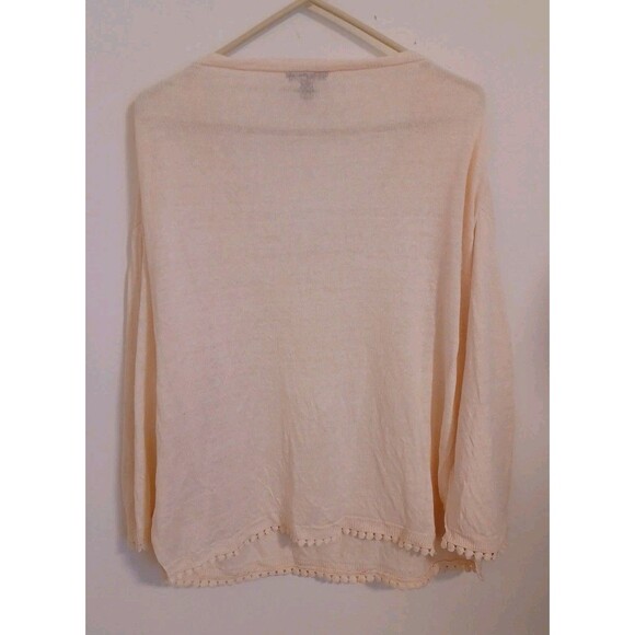 J. Crew Linen Pullover Sweater XL Cream Ivory Longsleeve Casual Lightweight - Picture 7 of 10